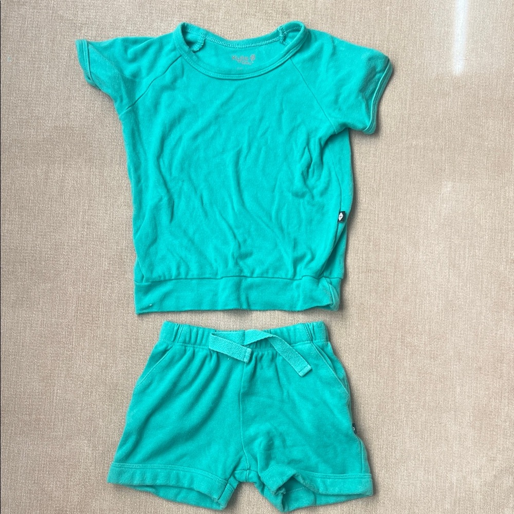 Kyte Baby Bamboo Jersey Short Sleeve Jogger Set in Caribbean